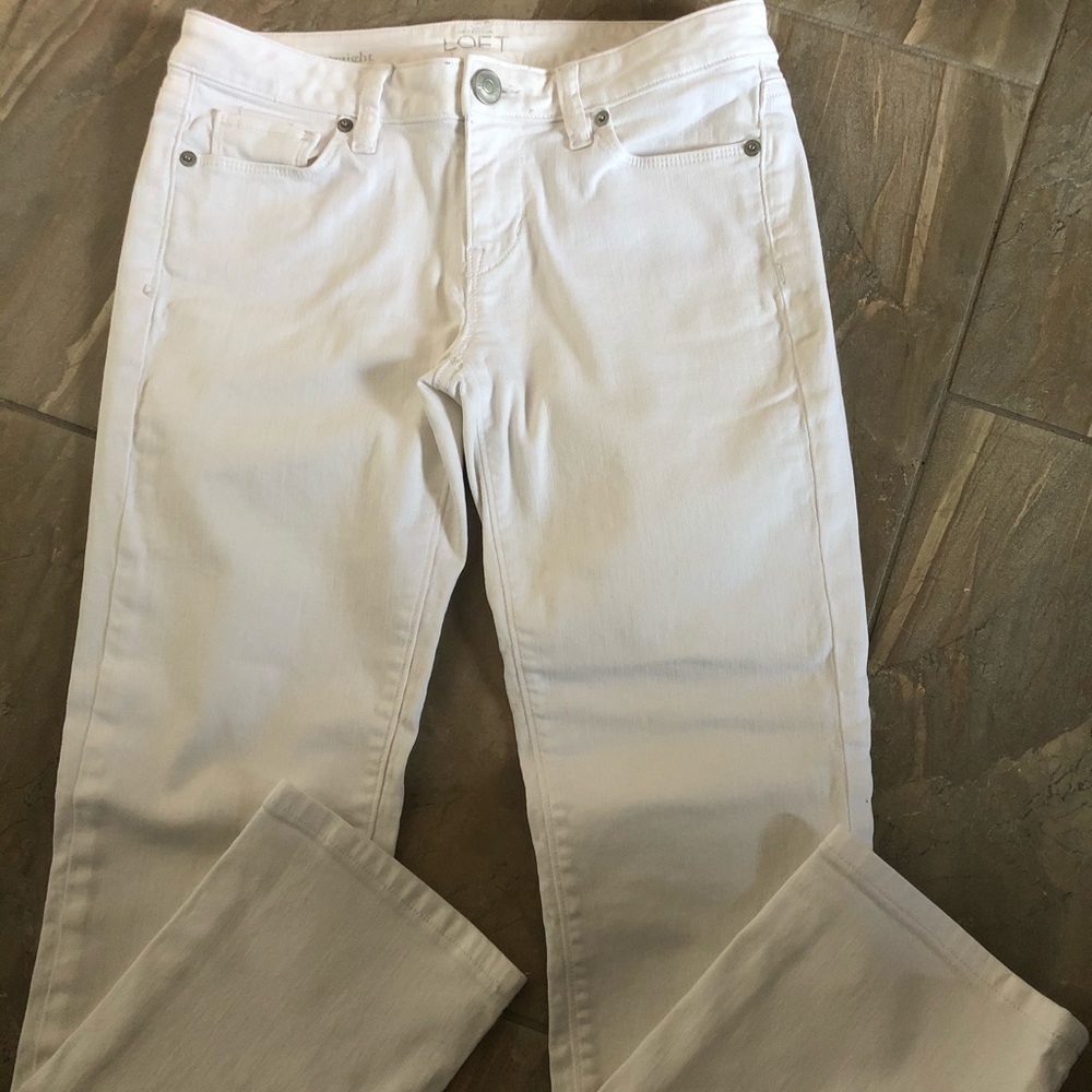 LOFT white modern straight cropped jeans